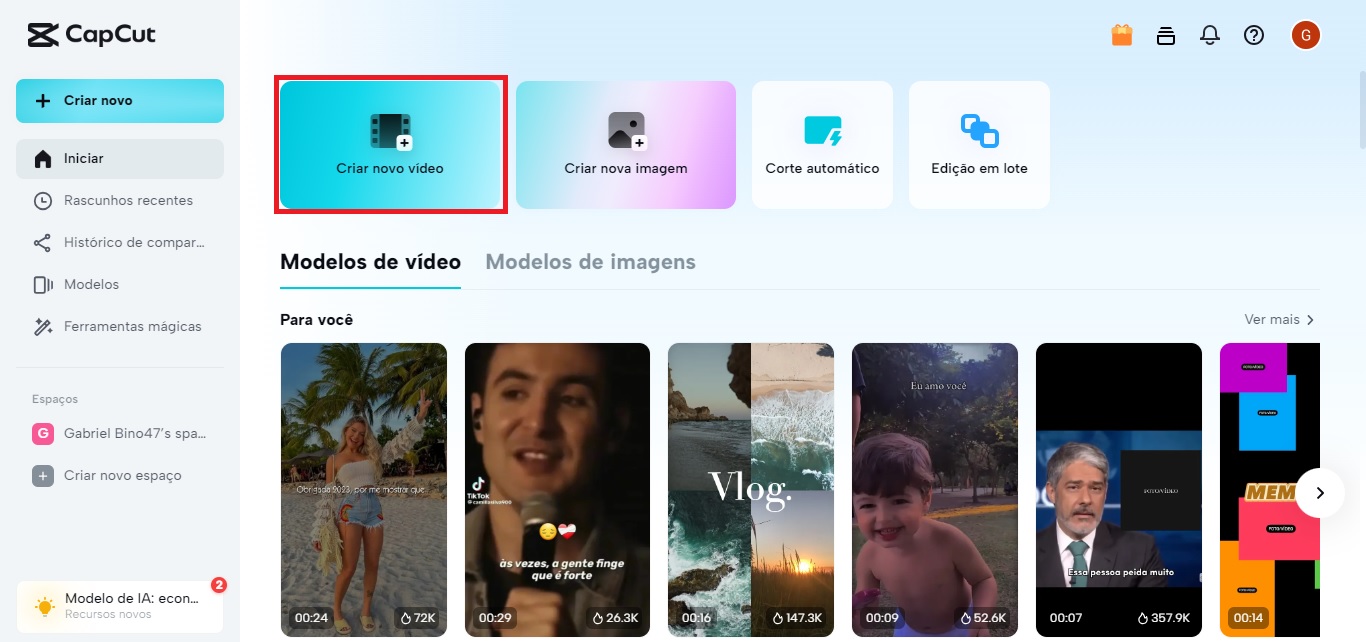 Importação de vídeo no CapCut para desktop