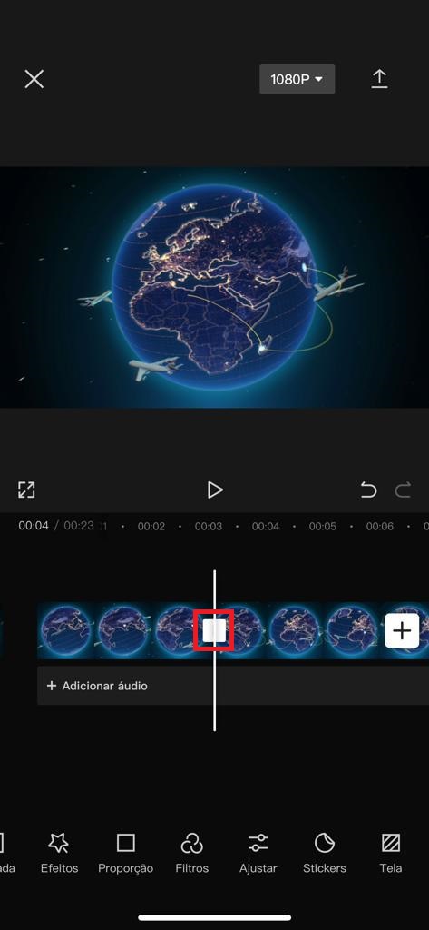 Transição de vídeo no CapCut mobile