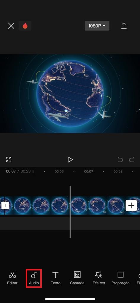 Adicionando música no CapCut mobile