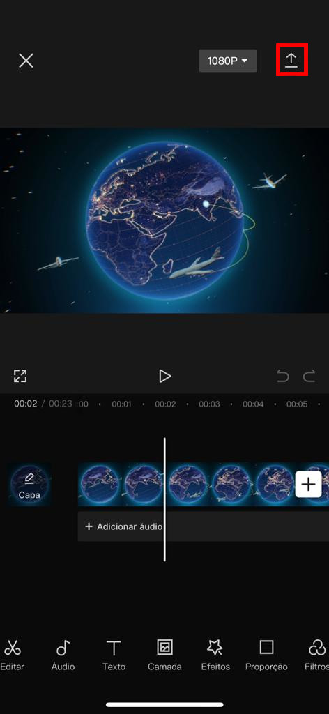 Exportar vídeo no CapCut mobile