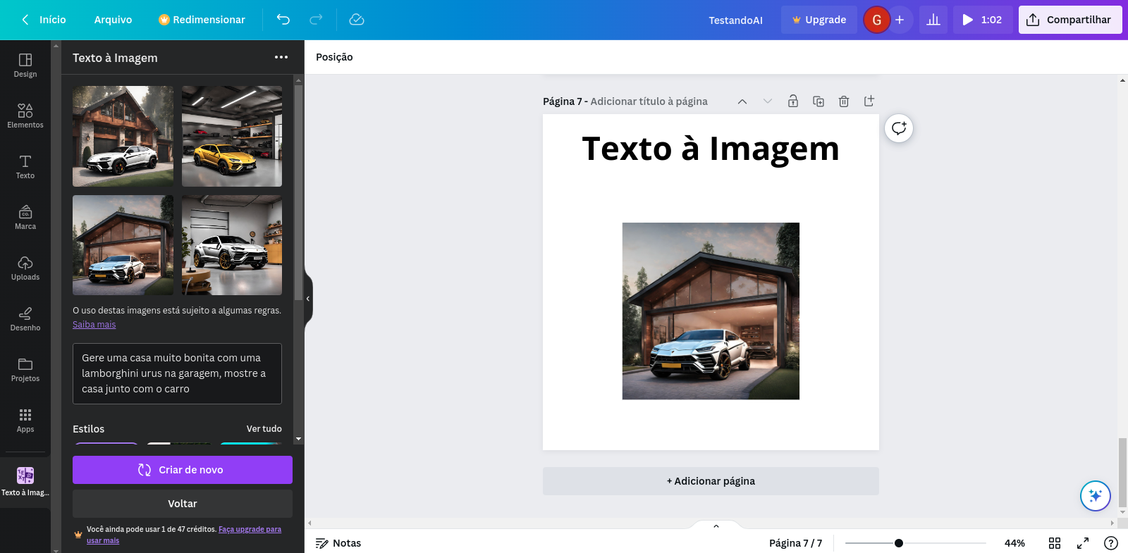 Gerador de imagem no Canva