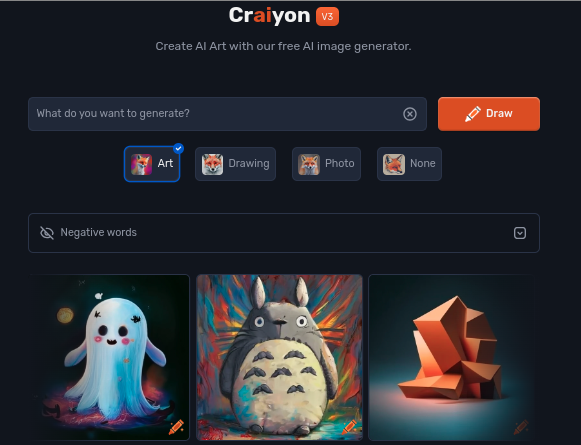 Configurando a arte no Craiyon