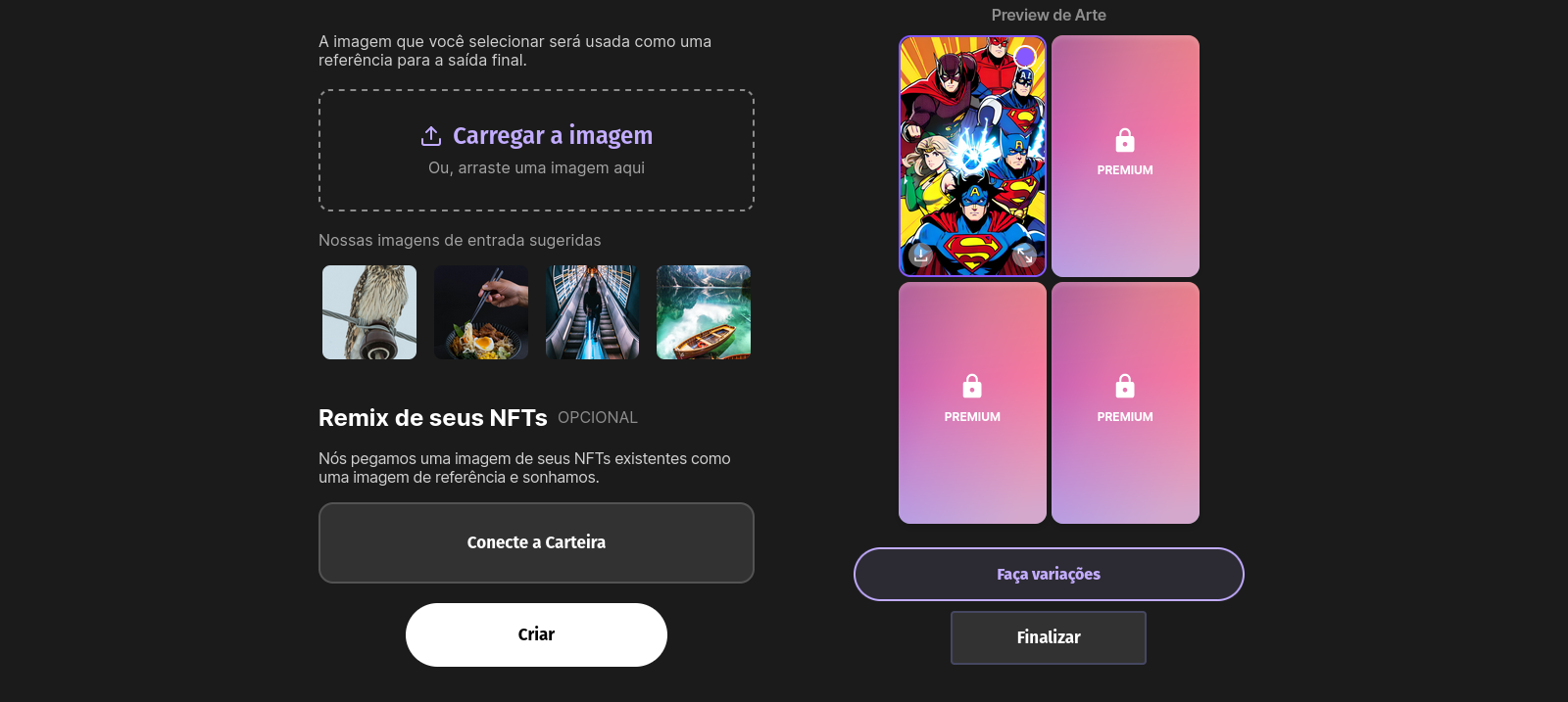 Configurando a arte no Dream