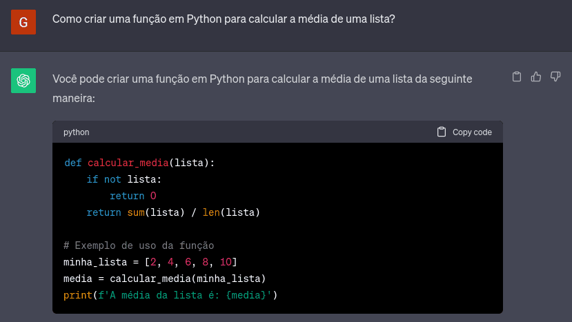 Geração de código em Python com ChatGPT