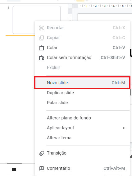 Adicionar slides