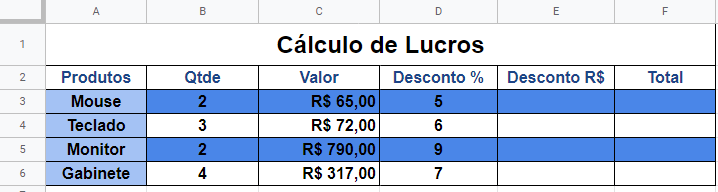 Atividade cálculos