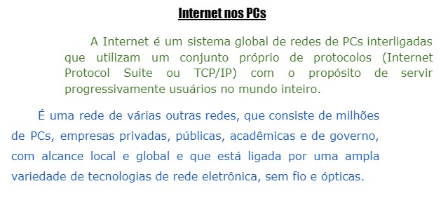 Texto Internet nos Computadores