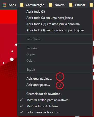 Barra favoritos Chrome