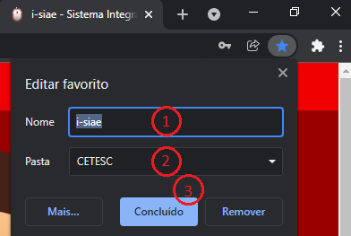 Botão favorito chrome