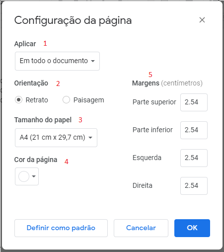 Configuração de Página