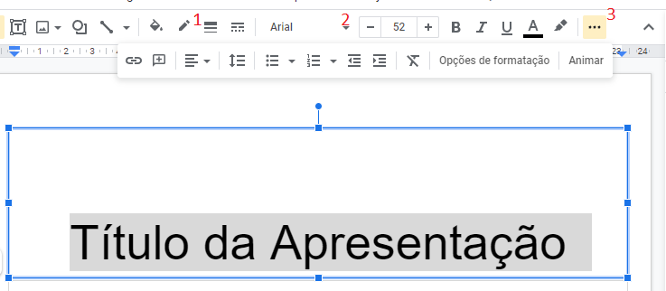 Configurar o texto da apresentação do Google