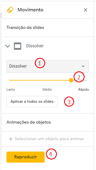 Configurando as transições