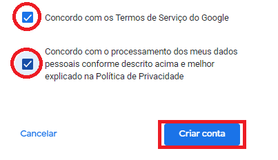 Privacidade e termos do google