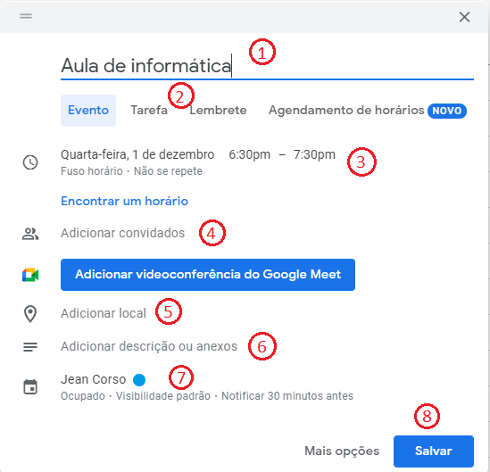 Criando um evento
