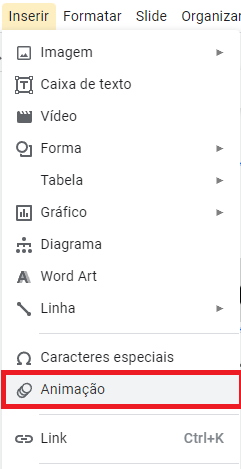 Inserir uma animação