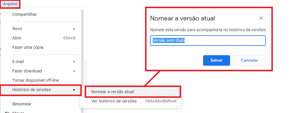 Nomeando a verção