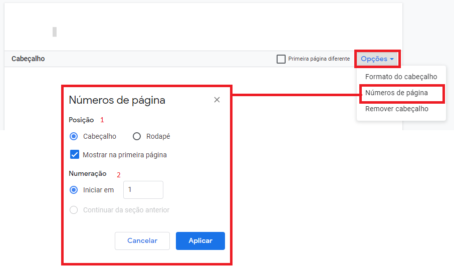 Numeração de páginas