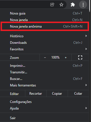 Abrir janela anônima