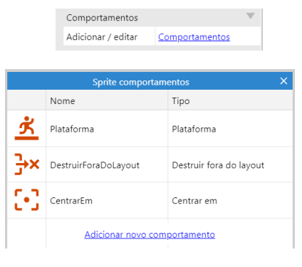 tela comportamentos